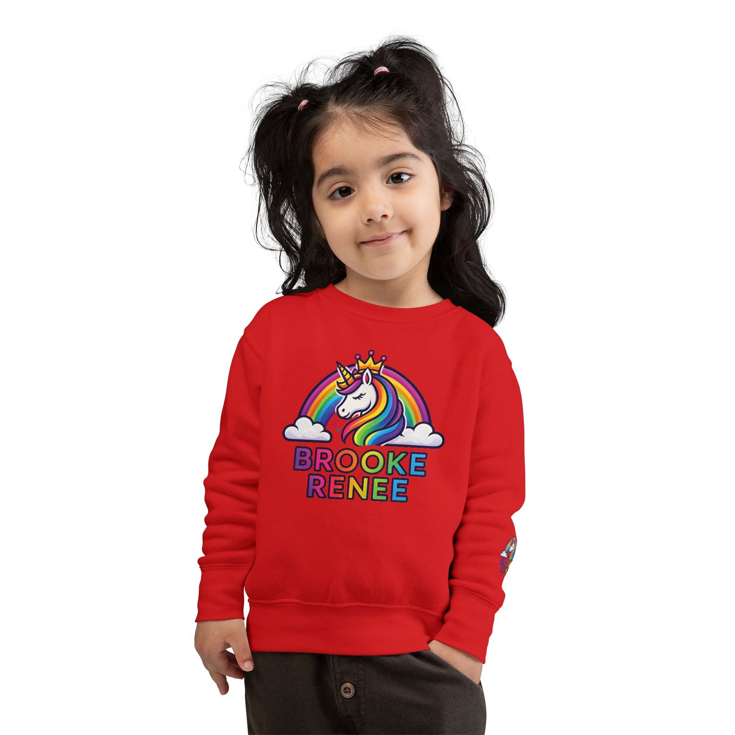 Rainbow Unicorn Name Toddler Sweatshirt | Personalized Kids Crewneck