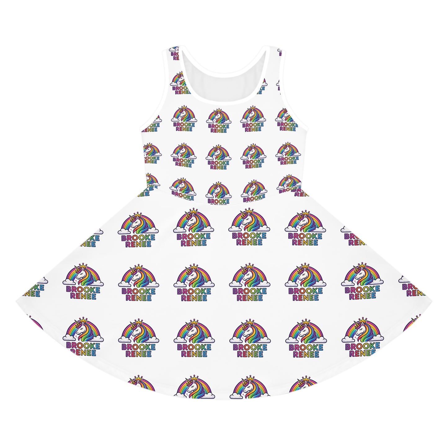 Rainbow Unicorn Name Print Girls' Sundress | Personalized Kids Dress