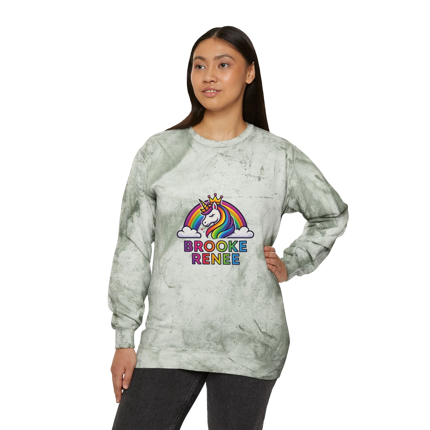 Unicorn Rainbow Name Crewneck Sweatshirt | Personalized Brooke Renee Design