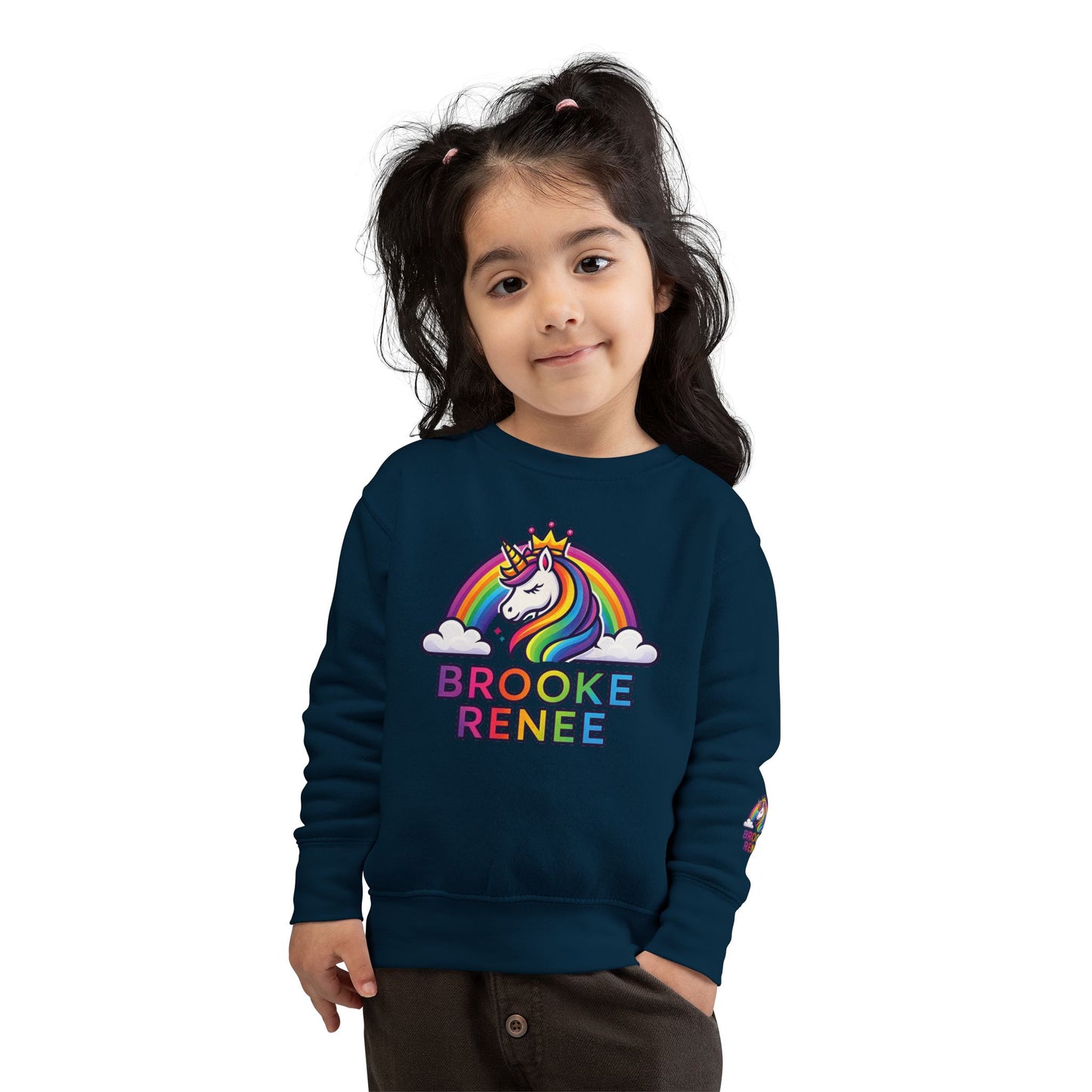 Rainbow Unicorn Name Toddler Sweatshirt | Personalized Kids Crewneck