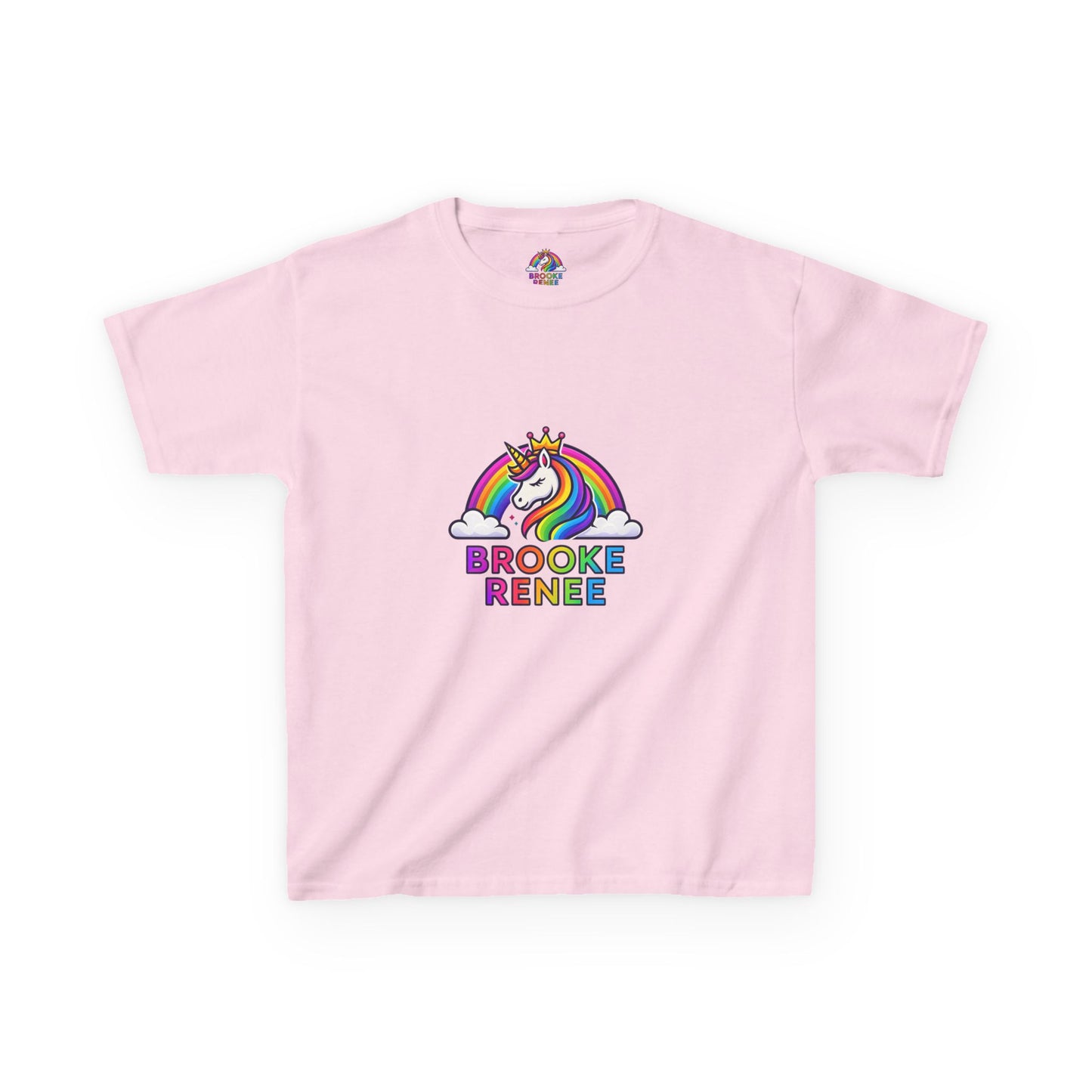 Rainbow Unicorn with Crown Kids Tee | Personalized Name Brooke Renee