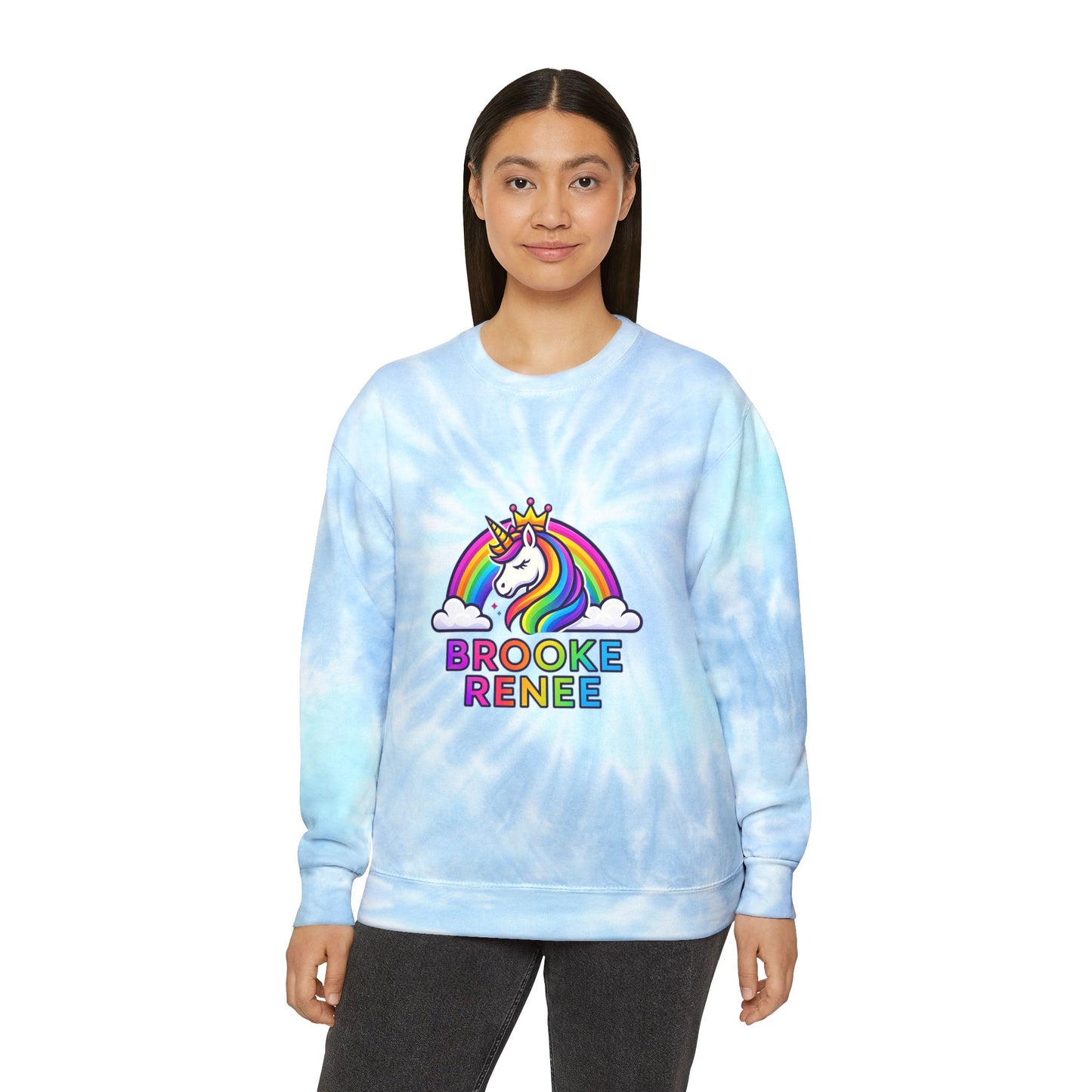 Rainbow Unicorn Name sweatshirt | Tie-Dye Crewneck