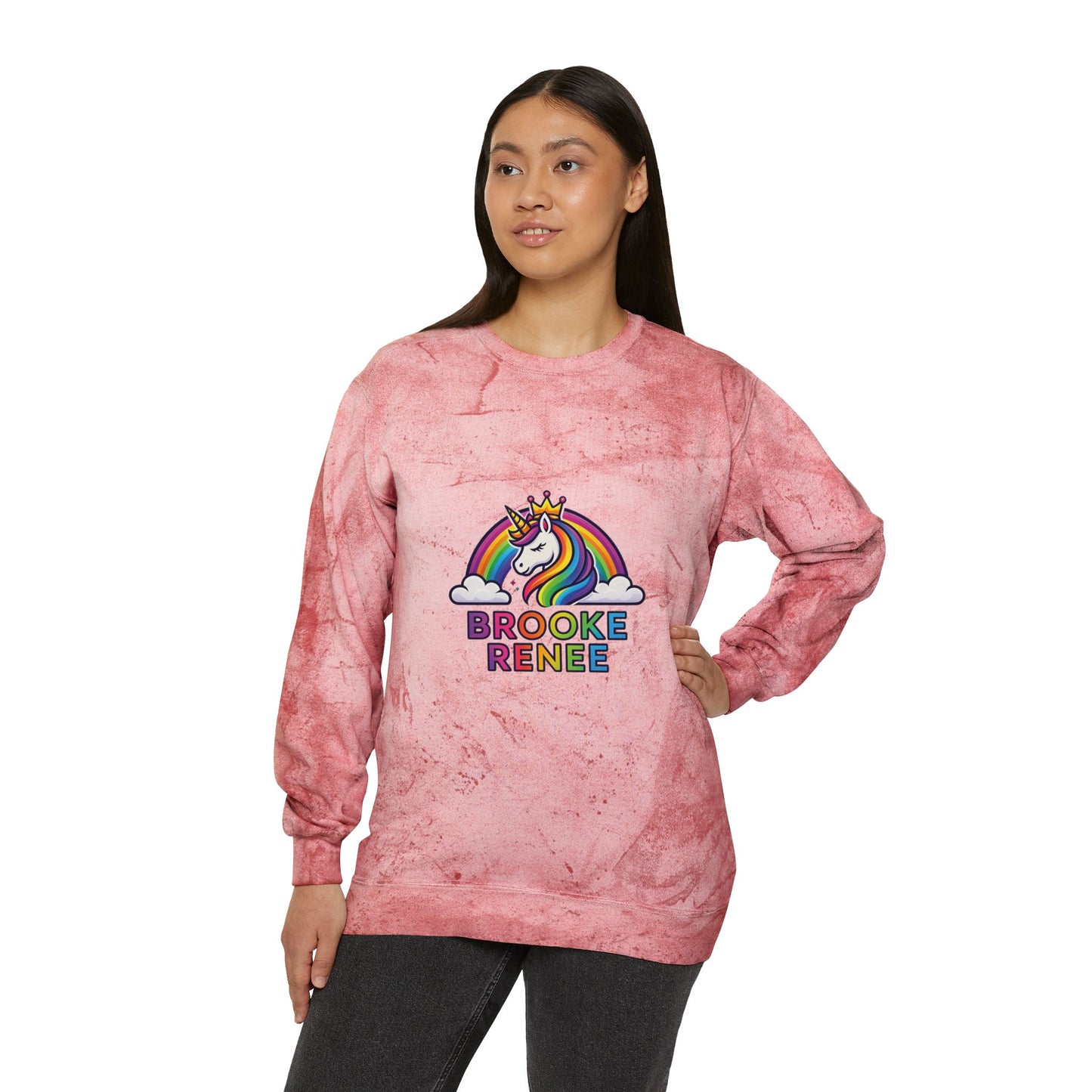 Unicorn Rainbow Name Crewneck Sweatshirt | Personalized Brooke Renee Design