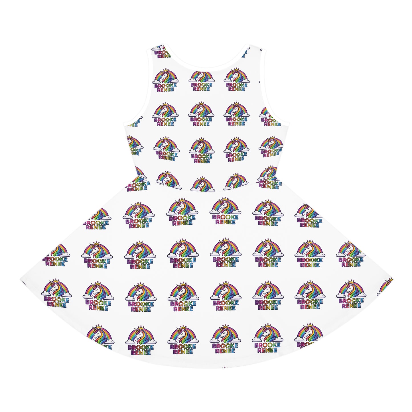 Rainbow Unicorn Name Print Girls' Sundress | Personalized Kids Dress