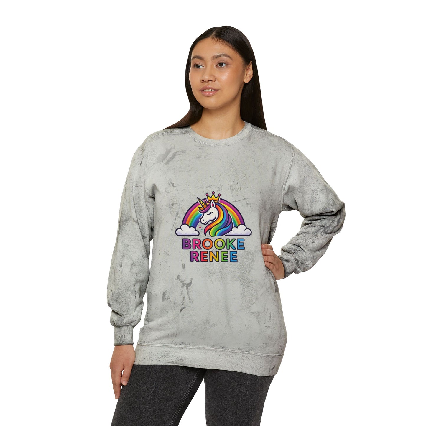 Unicorn Rainbow Name Crewneck Sweatshirt | Personalized Brooke Renee Design