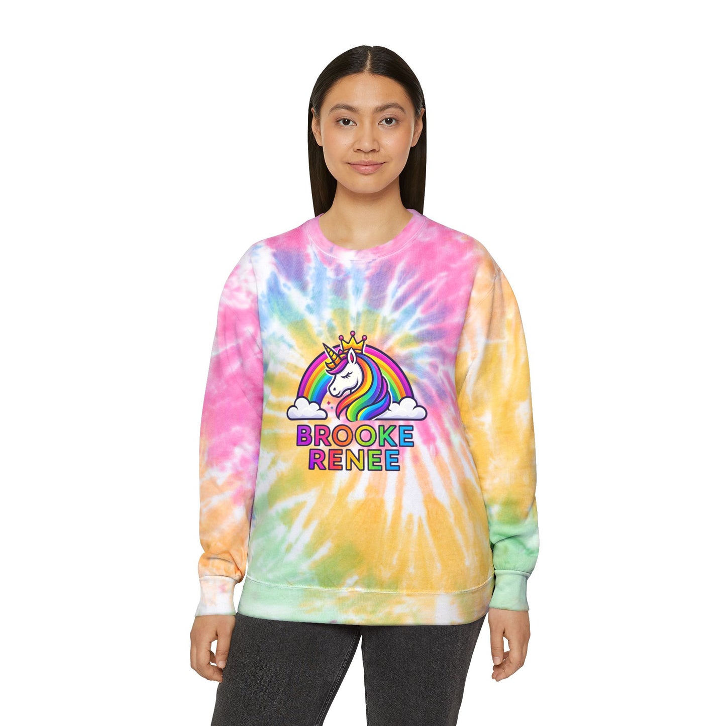 Rainbow Unicorn Name sweatshirt | Tie-Dye Crewneck