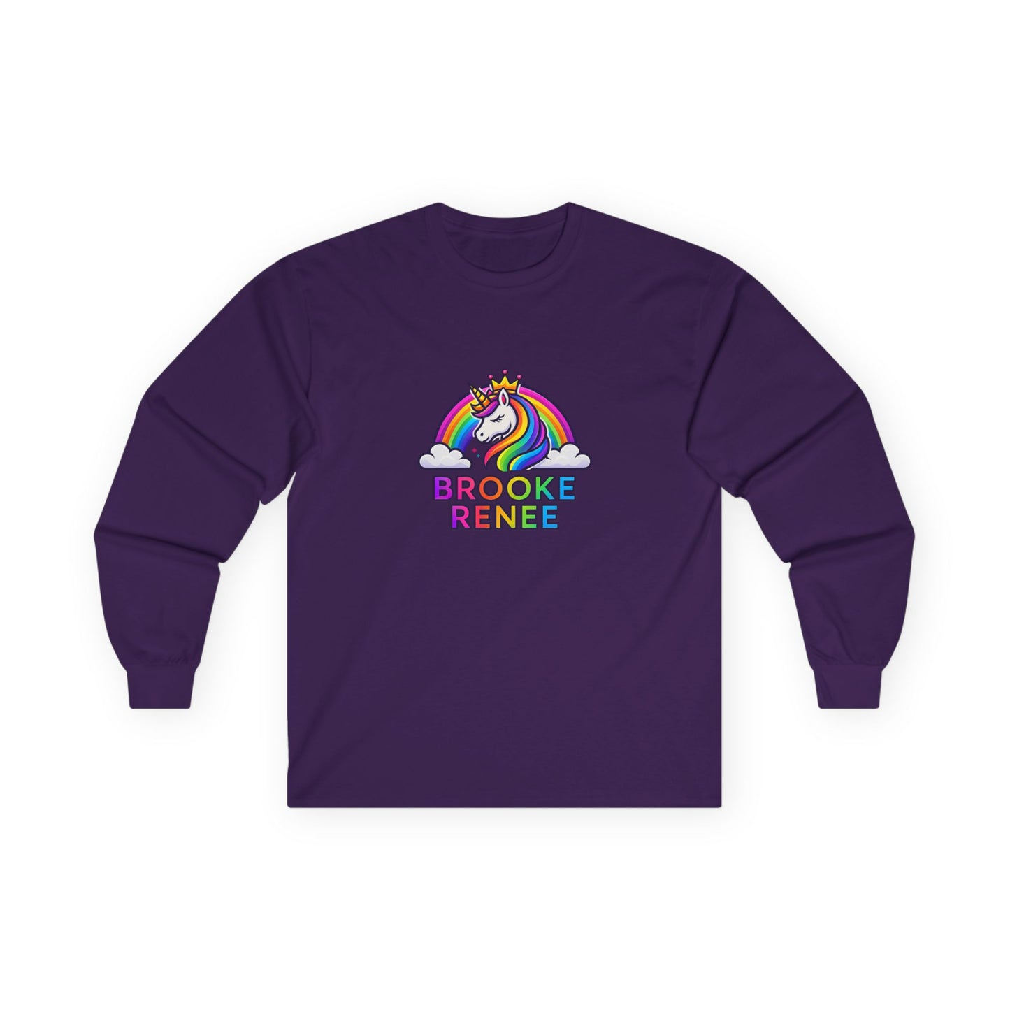 Rainbow Unicorn with Crown long sleeve tee | Personalized Name Design