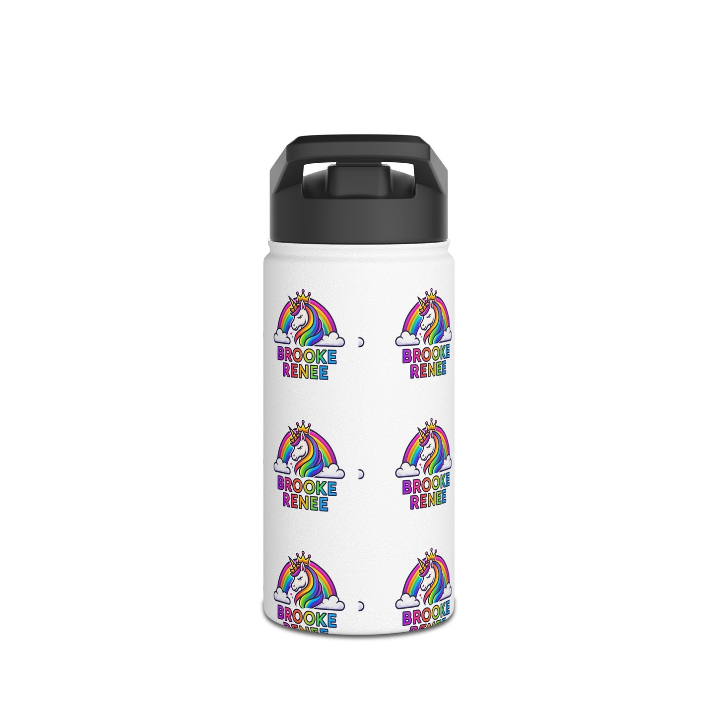 Rainbow Unicorn Name Pattern Water Bottle | Stainless Steel Bottle