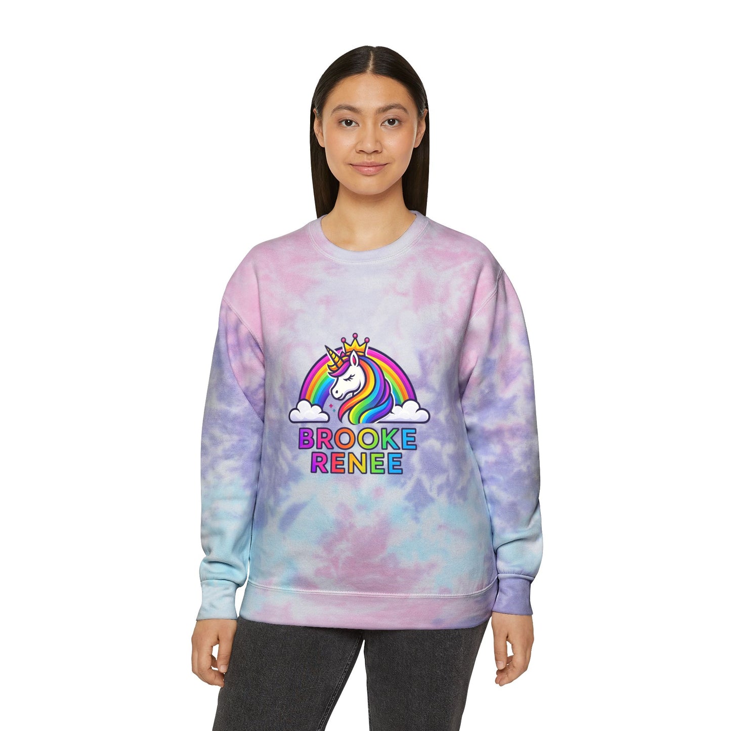 Rainbow Unicorn Name sweatshirt | Tie-Dye Crewneck