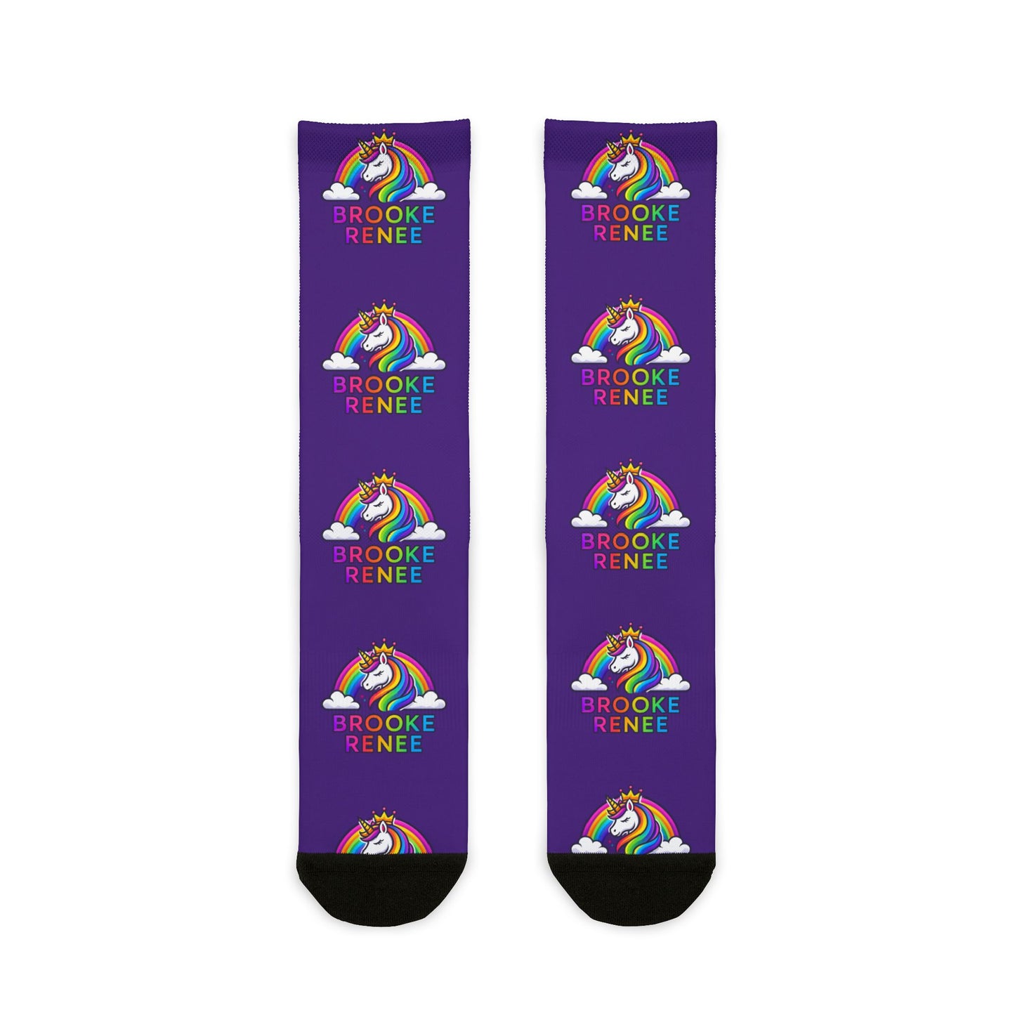 Rainbow Unicorn 'Brooke Renee' Sublimation Crew Socks — Bright Personalized Gift
