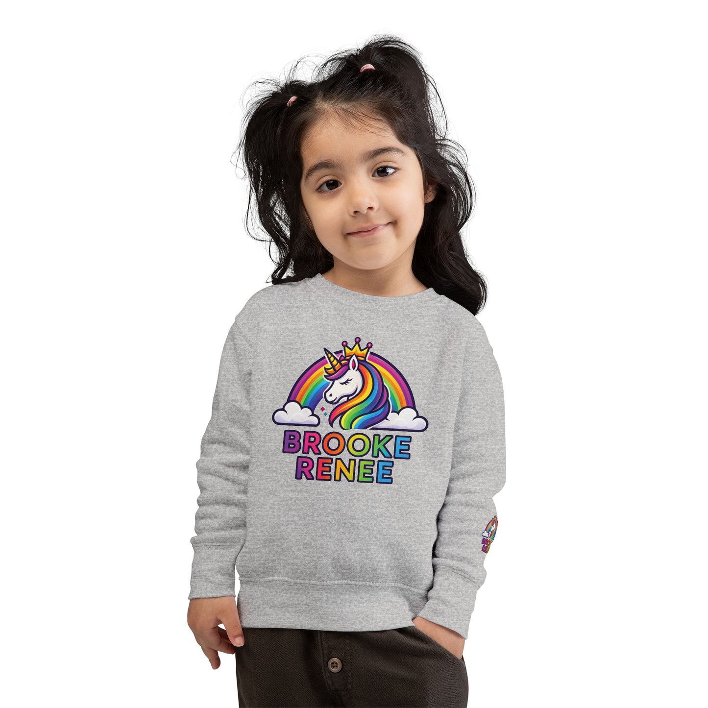 Rainbow Unicorn Name Toddler Sweatshirt | Personalized Kids Crewneck
