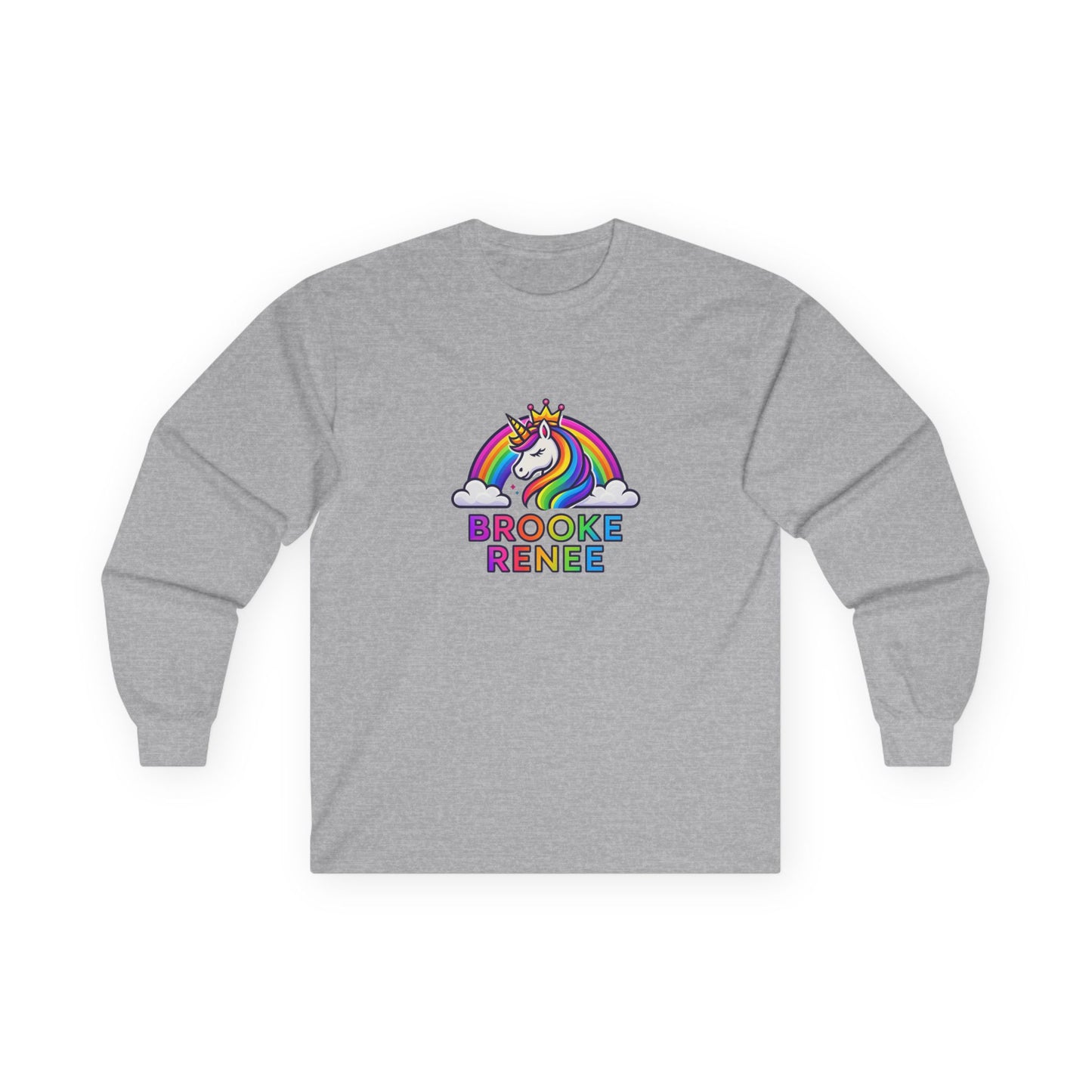 Rainbow Unicorn with Crown long sleeve tee | Personalized Name Design