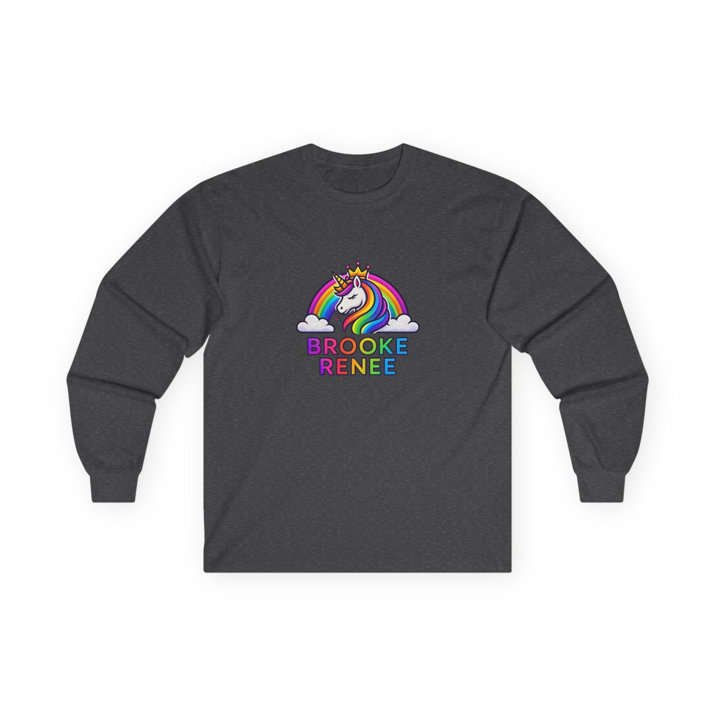 Rainbow Unicorn with Crown long sleeve tee | Personalized Name Design