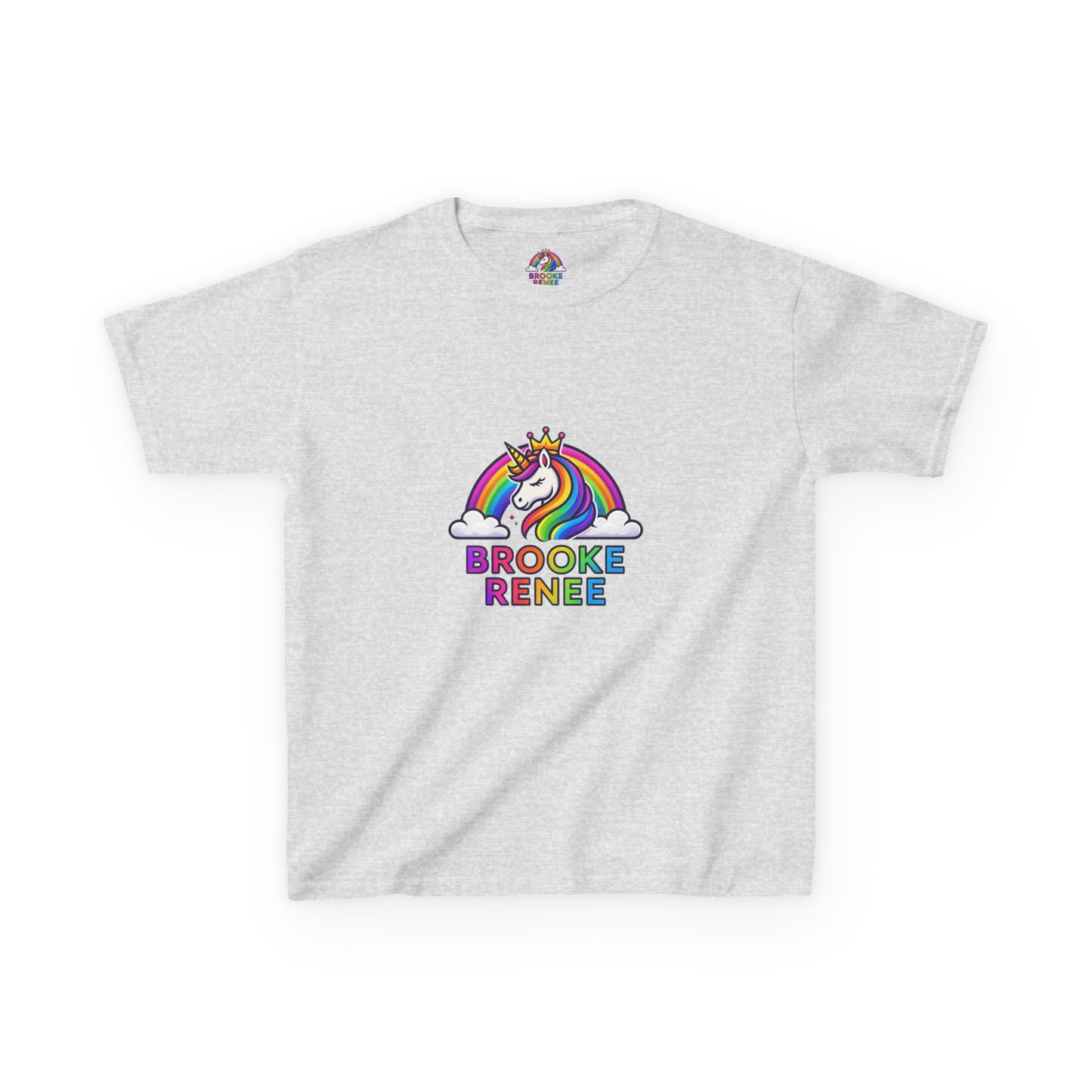 Rainbow Unicorn with Crown Kids Tee | Personalized Name Brooke Renee