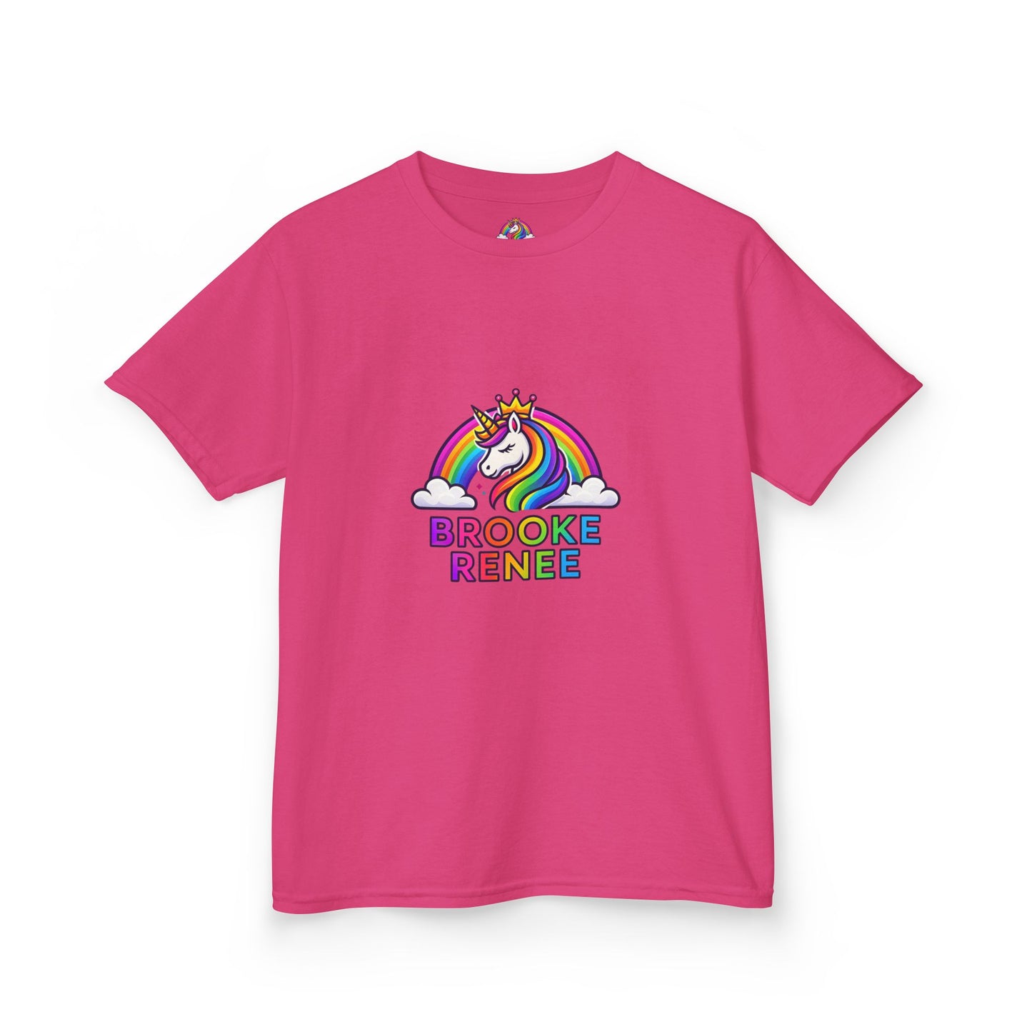 Rainbow Unicorn with Crown Kids Tee | Personalized Name Brooke Renee