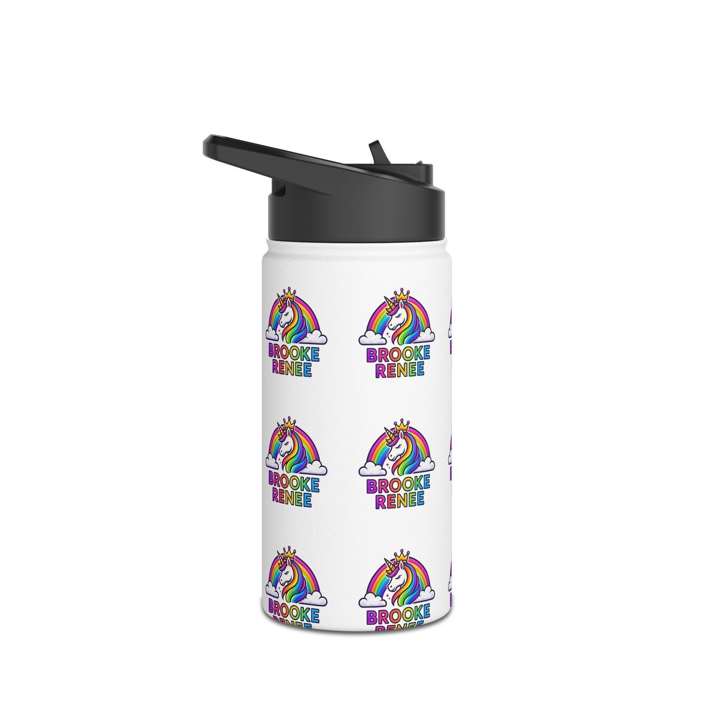 Rainbow Unicorn Name Pattern Water Bottle | Stainless Steel Bottle