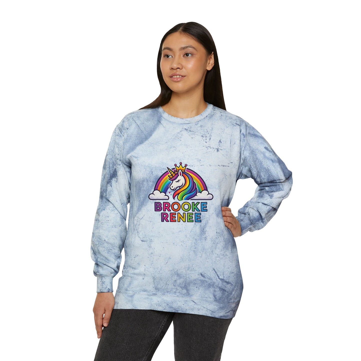 Unicorn Rainbow Name Crewneck Sweatshirt | Personalized Brooke Renee Design