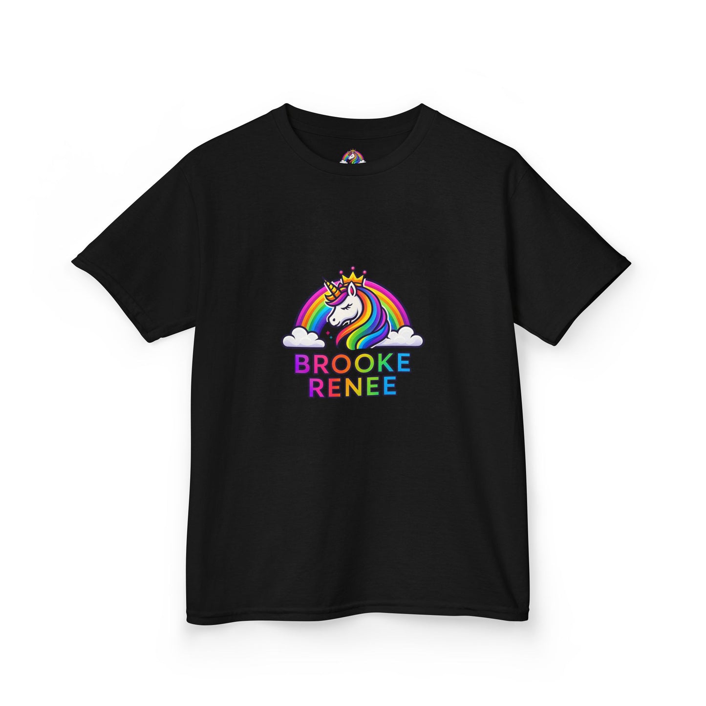 Rainbow Unicorn with Crown Kids Tee | Personalized Name Brooke Renee