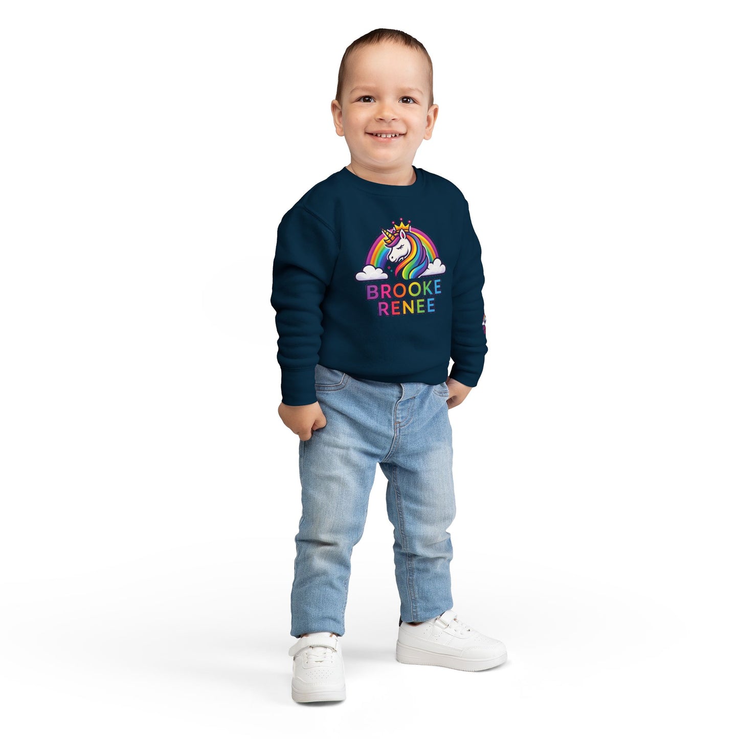 Rainbow Unicorn Name Toddler Sweatshirt | Personalized Kids Crewneck