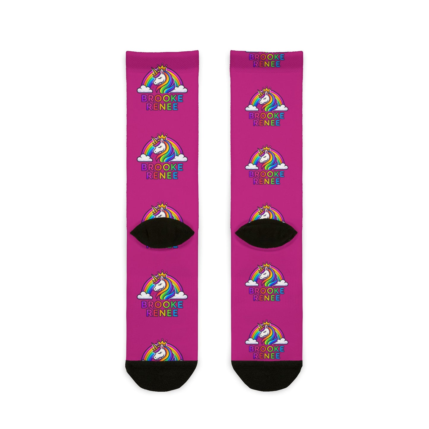 Pink Rainbow Unicorn 'No One Like Me' Sublimation Crew Socks