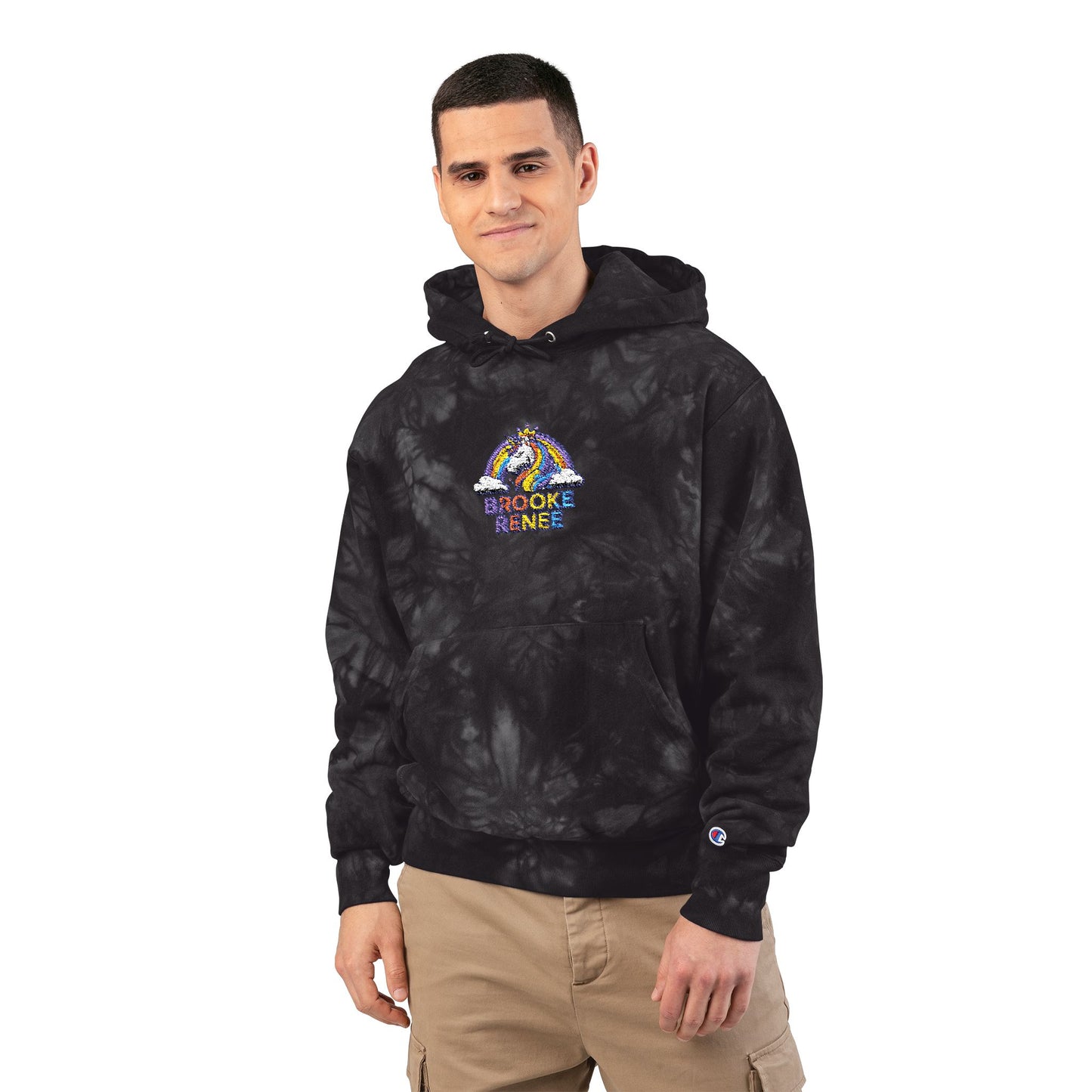 Tiger Patch Tie-Dye Hoodie | Embroidered Chest Logo