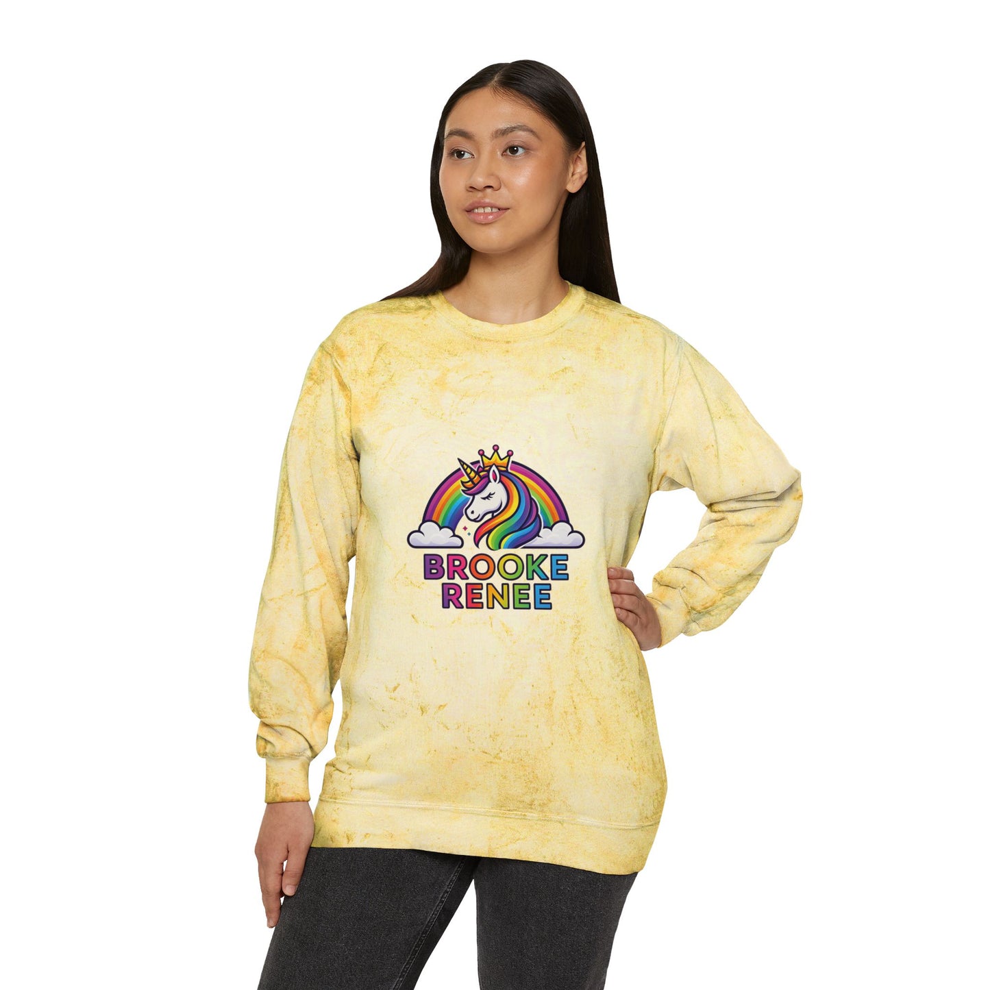Unicorn Rainbow Name Crewneck Sweatshirt | Personalized Brooke Renee Design