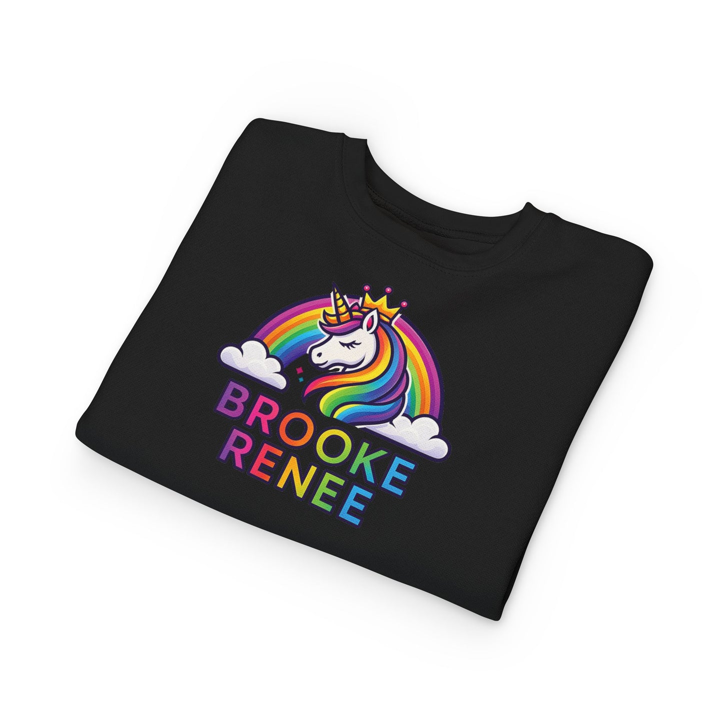 Rainbow Unicorn Name Toddler Sweatshirt | Personalized Kids Crewneck