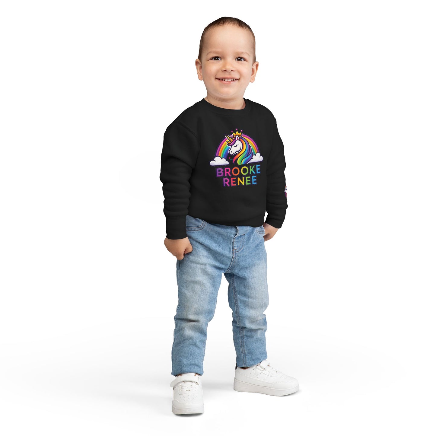 Rainbow Unicorn Name Toddler Sweatshirt | Personalized Kids Crewneck