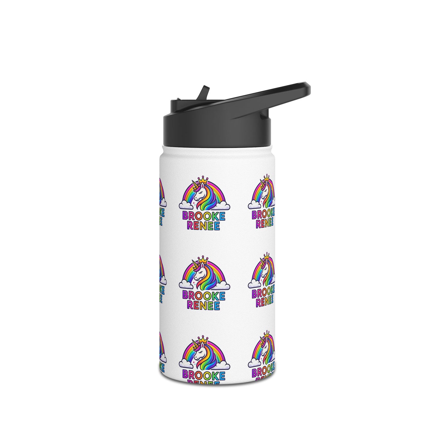 Rainbow Unicorn Name Pattern Water Bottle | Stainless Steel Bottle