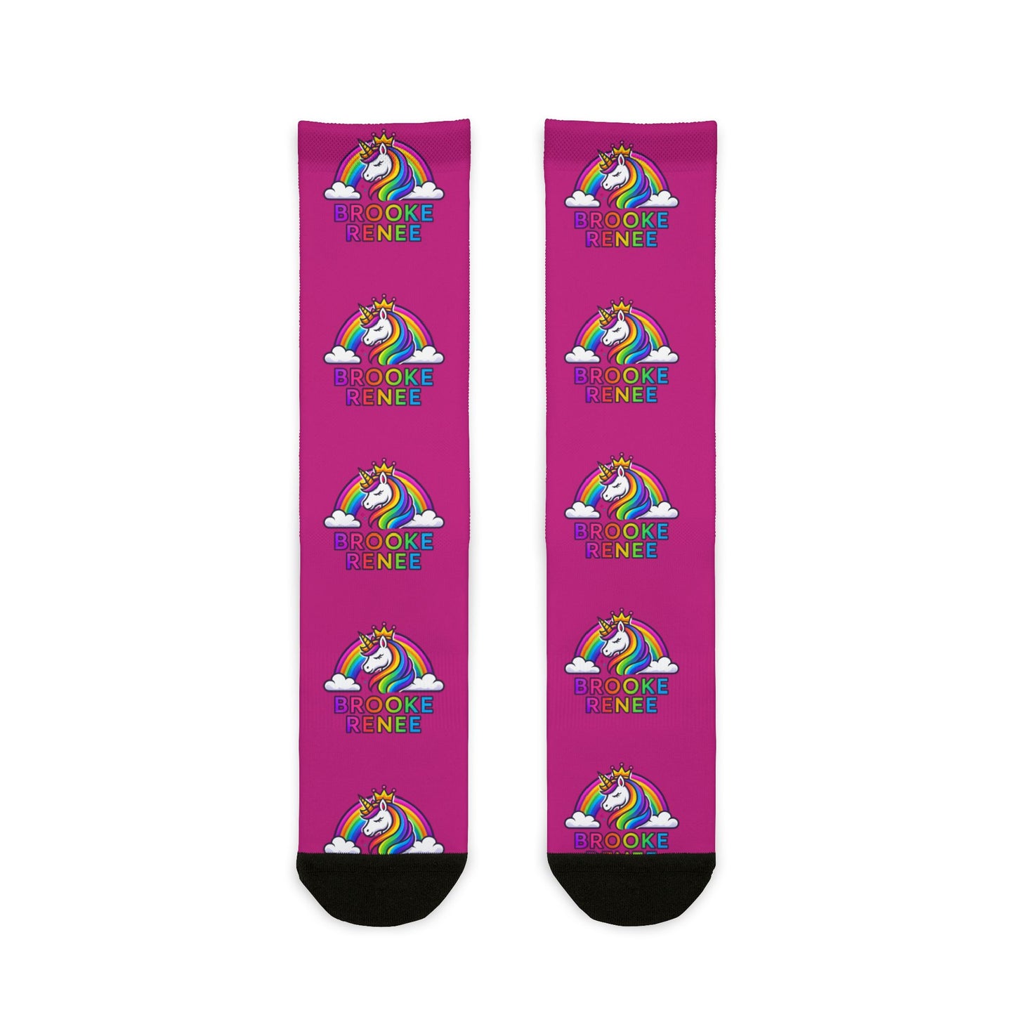 Pink Rainbow Unicorn 'No One Like Me' Sublimation Crew Socks