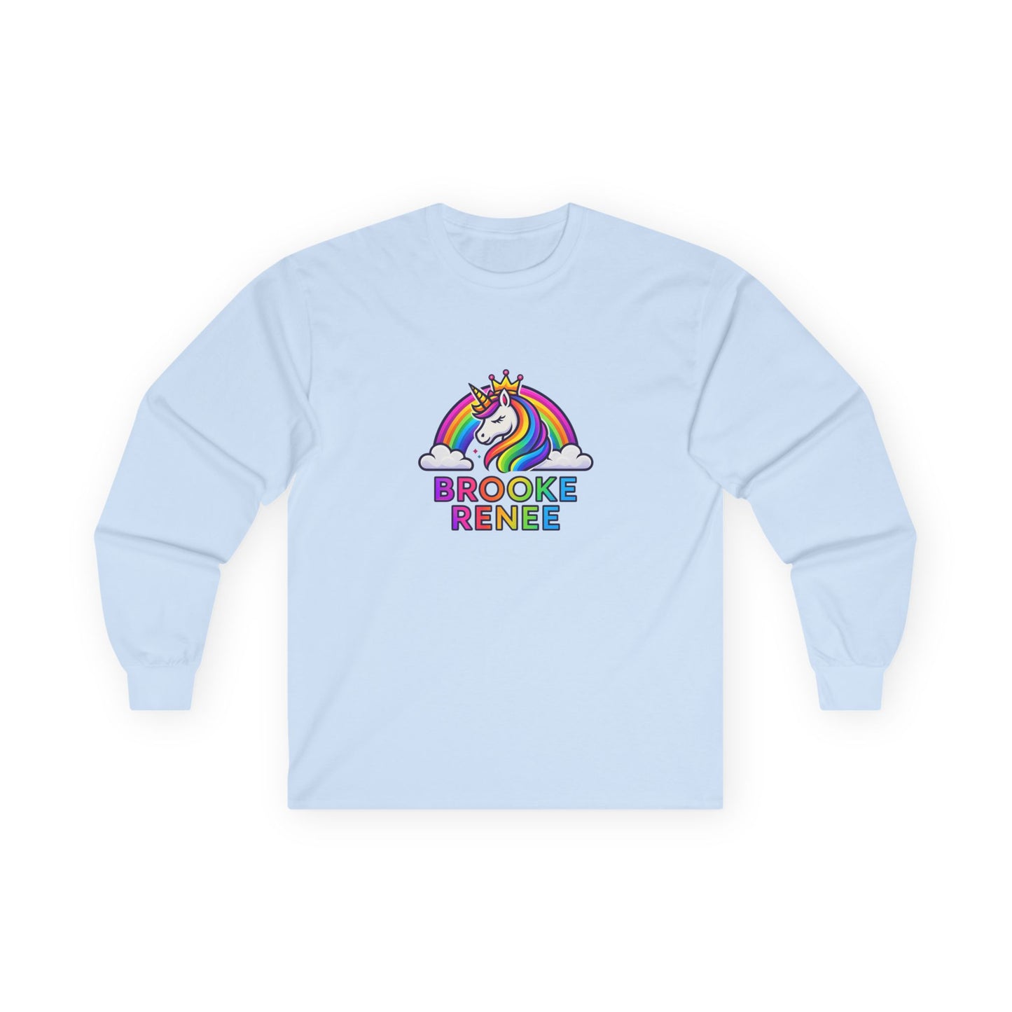 Rainbow Unicorn with Crown long sleeve tee | Personalized Name Design