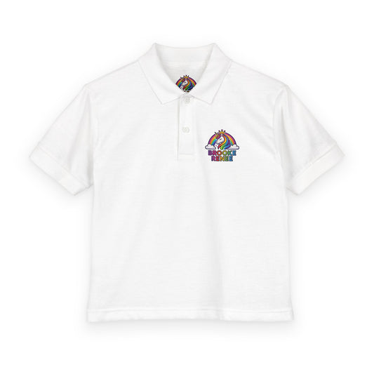 Rainbow Unicorn Logo Youth Polo | Kids Embroidered Collared Shirt