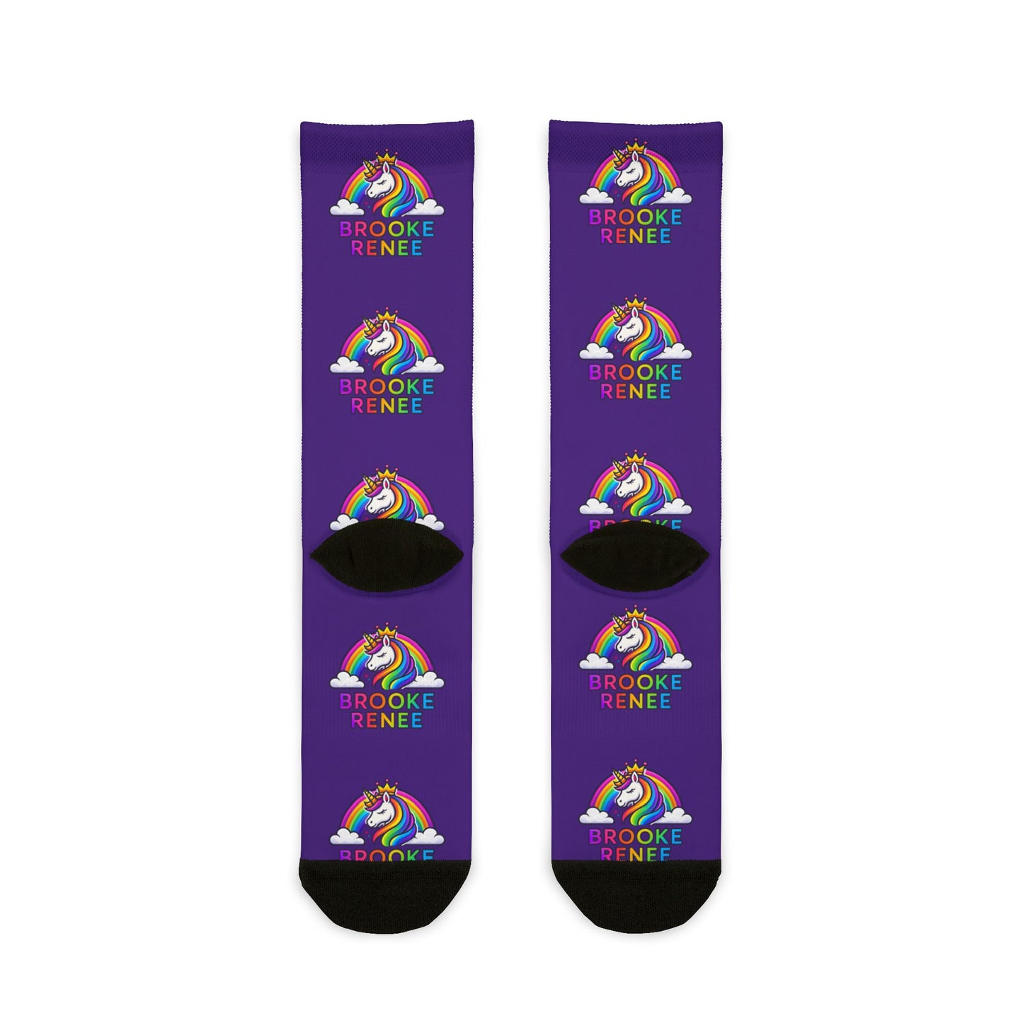 Rainbow Unicorn 'Brooke Renee' Sublimation Crew Socks — Bright Personalized Gift