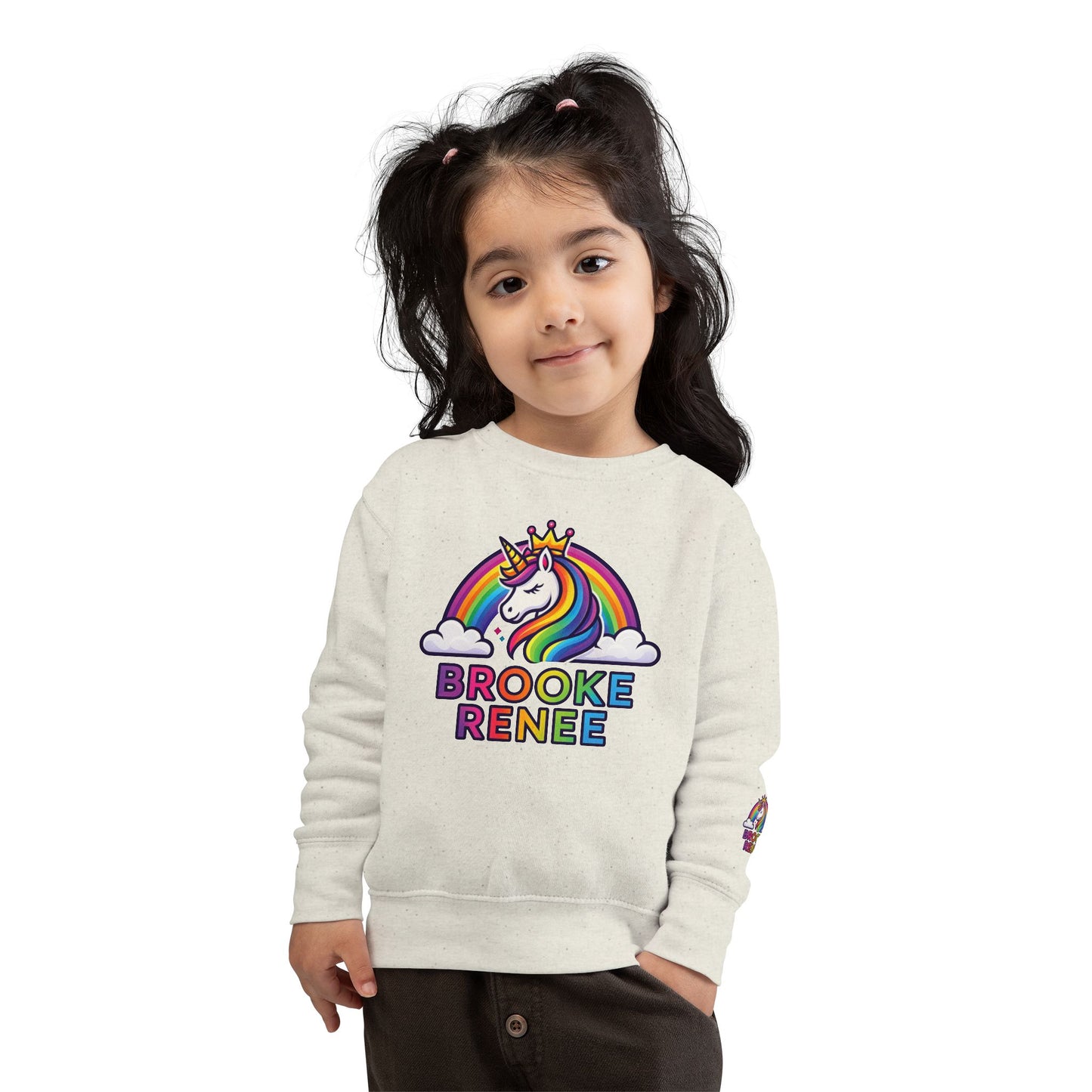 Rainbow Unicorn Name Toddler Sweatshirt | Personalized Kids Crewneck