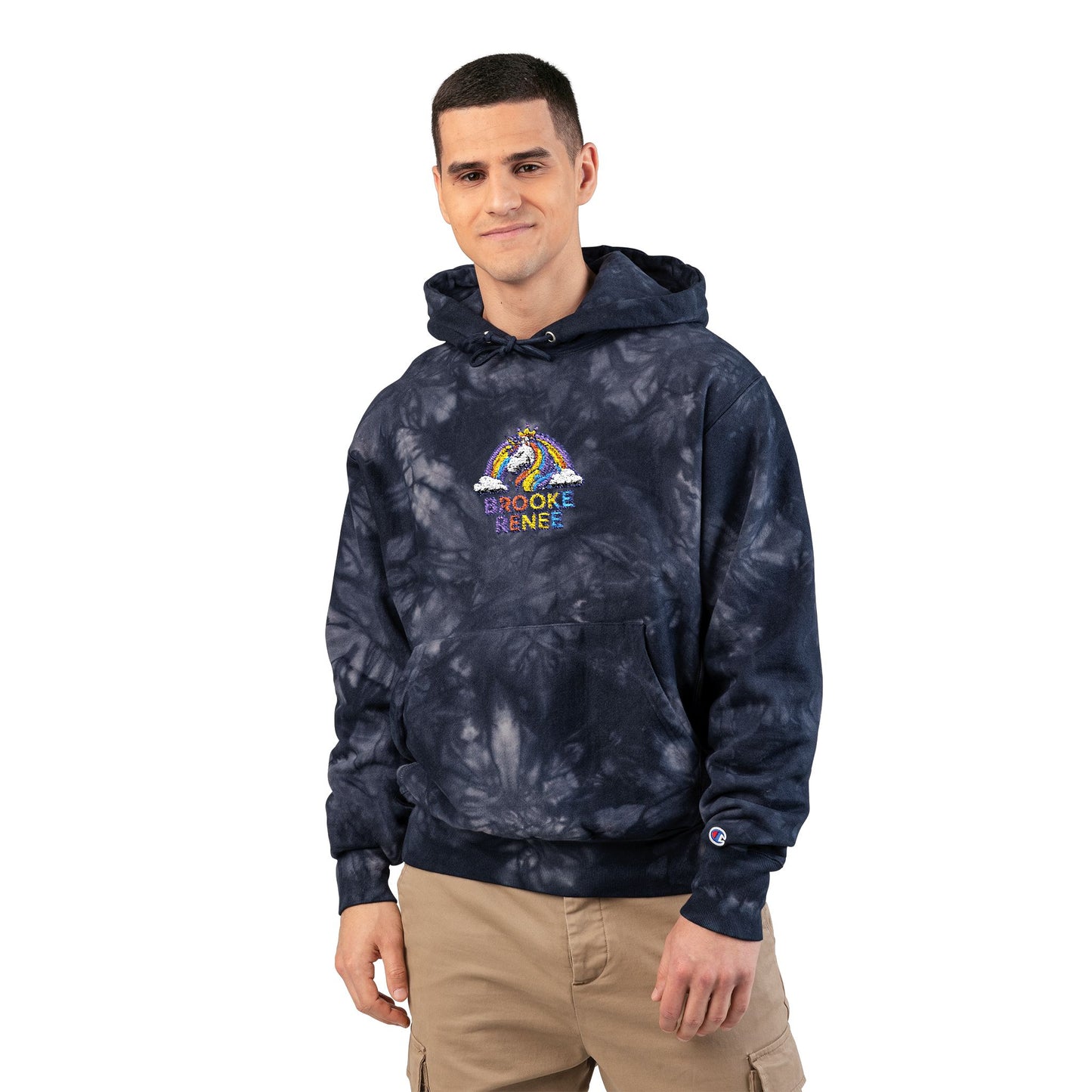 Tiger Patch Tie-Dye Hoodie | Embroidered Chest Logo