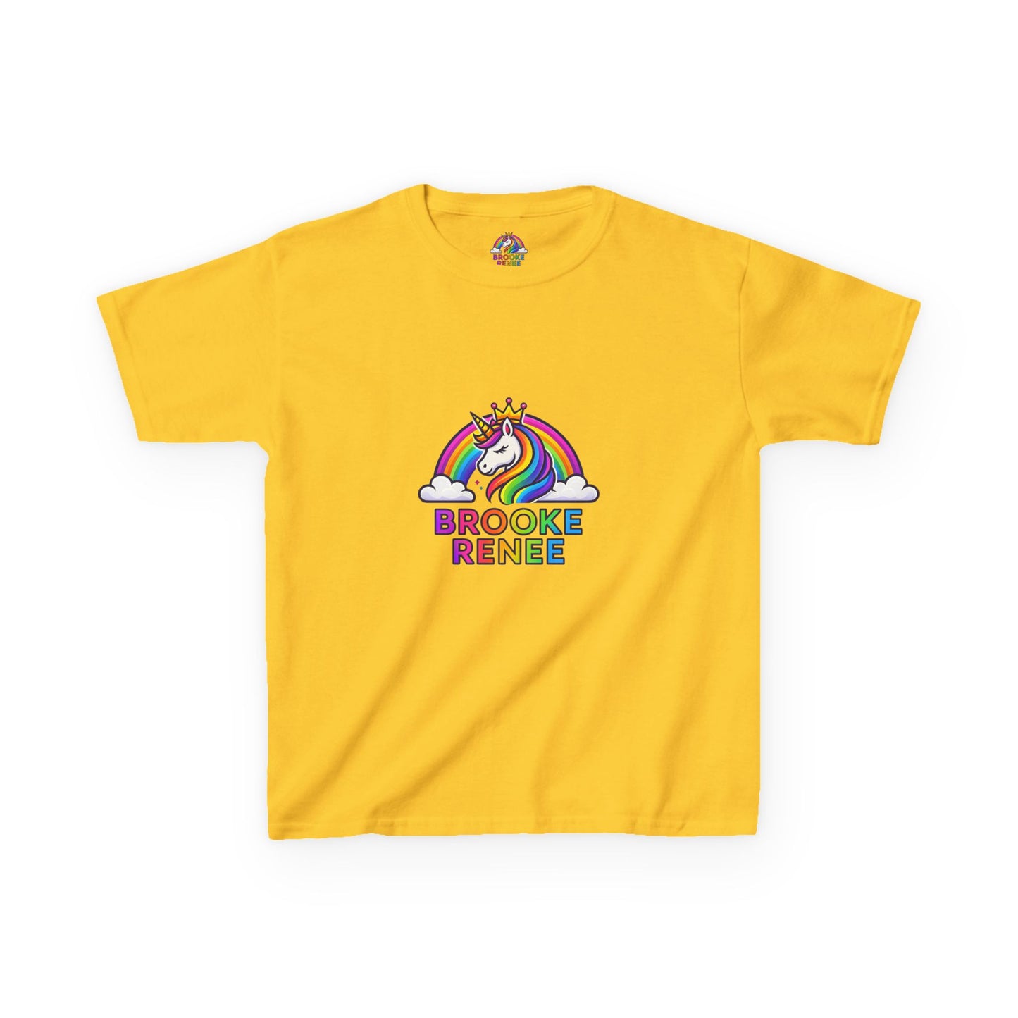 Rainbow Unicorn with Crown Kids Tee | Personalized Name Brooke Renee