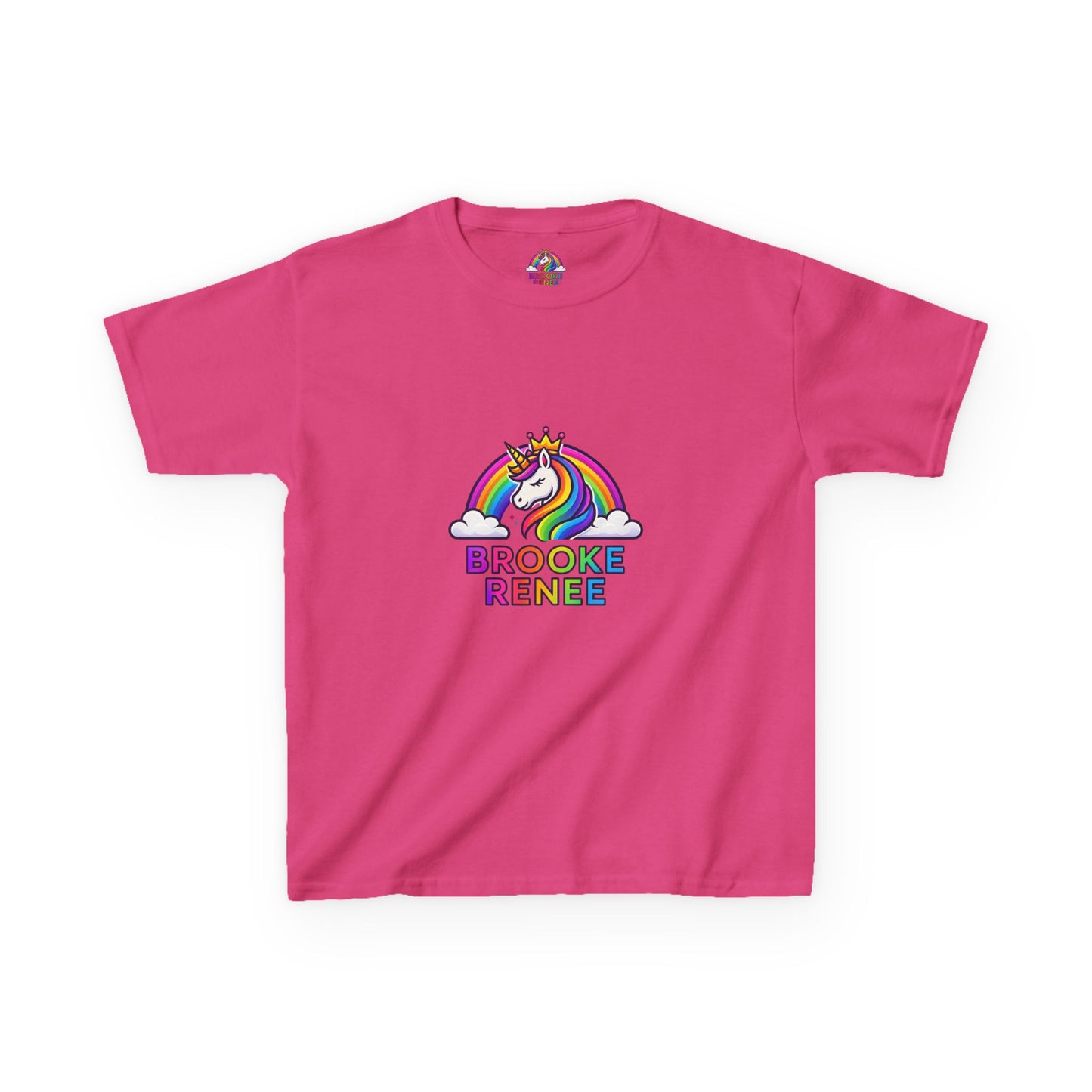 Rainbow Unicorn with Crown Kids Tee | Personalized Name Brooke Renee