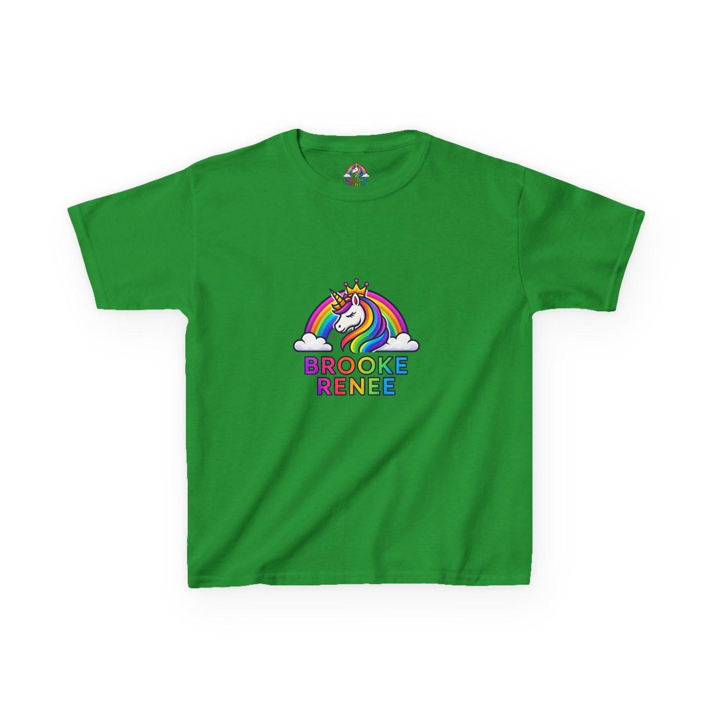 Rainbow Unicorn with Crown Kids Tee | Personalized Name Brooke Renee