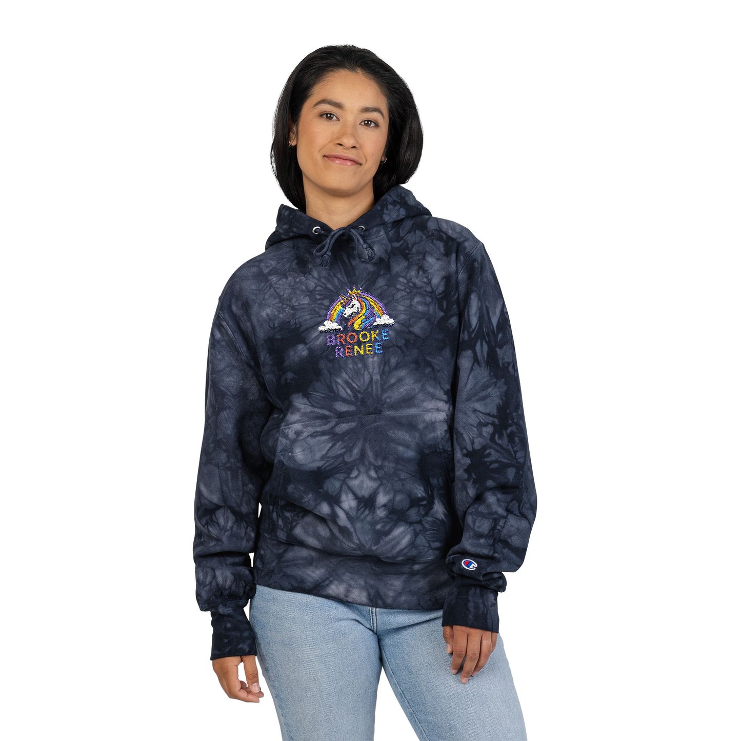 Tiger Patch Tie-Dye Hoodie | Embroidered Chest Logo