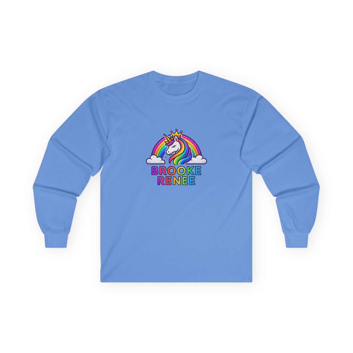 Rainbow Unicorn with Crown long sleeve tee | Personalized Name Design