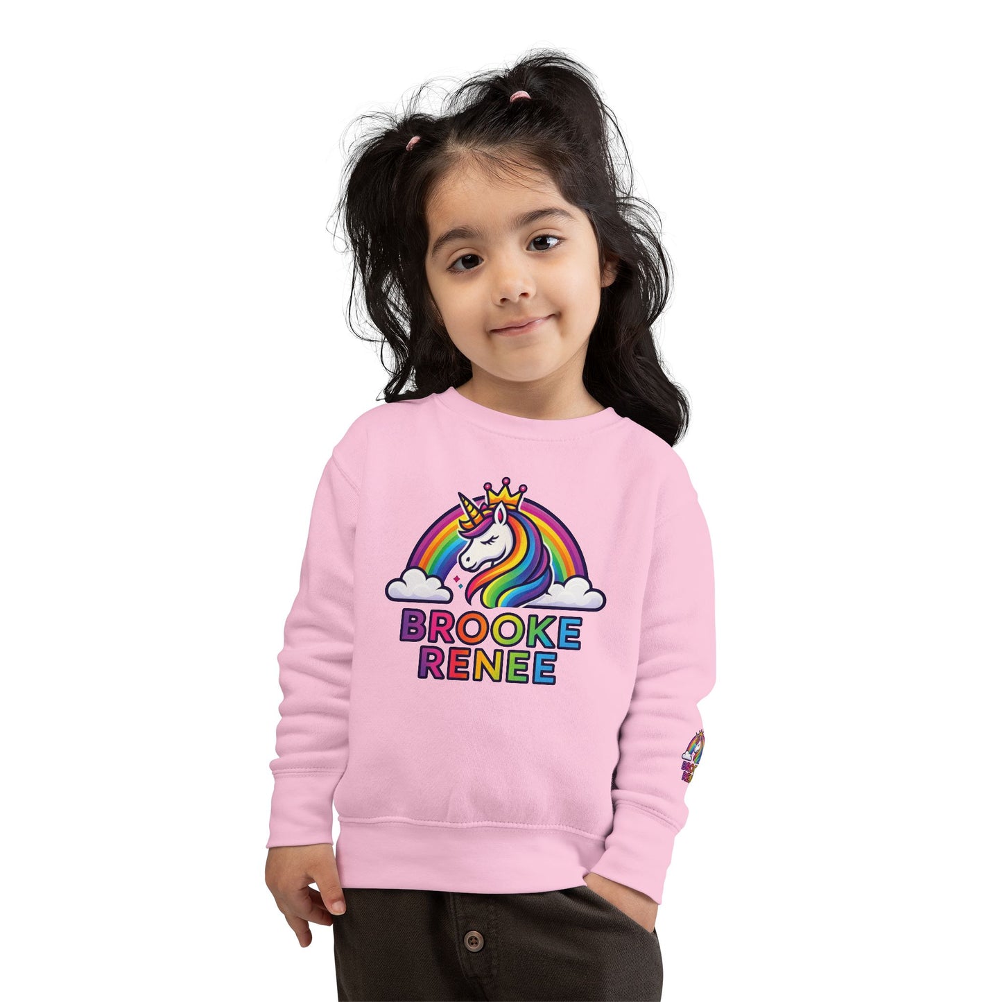 Rainbow Unicorn Name Toddler Sweatshirt | Personalized Kids Crewneck