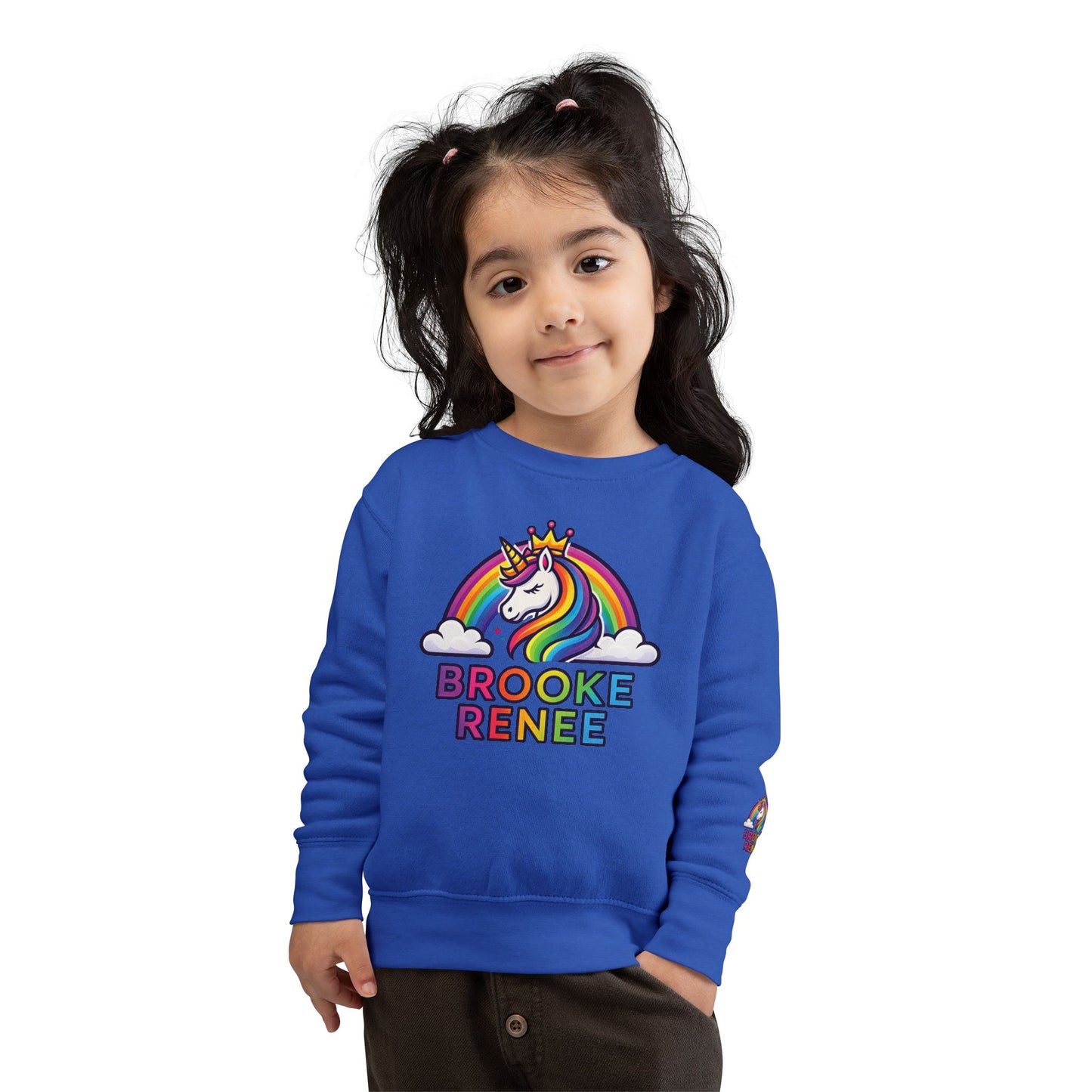 Rainbow Unicorn Name Toddler Sweatshirt | Personalized Kids Crewneck
