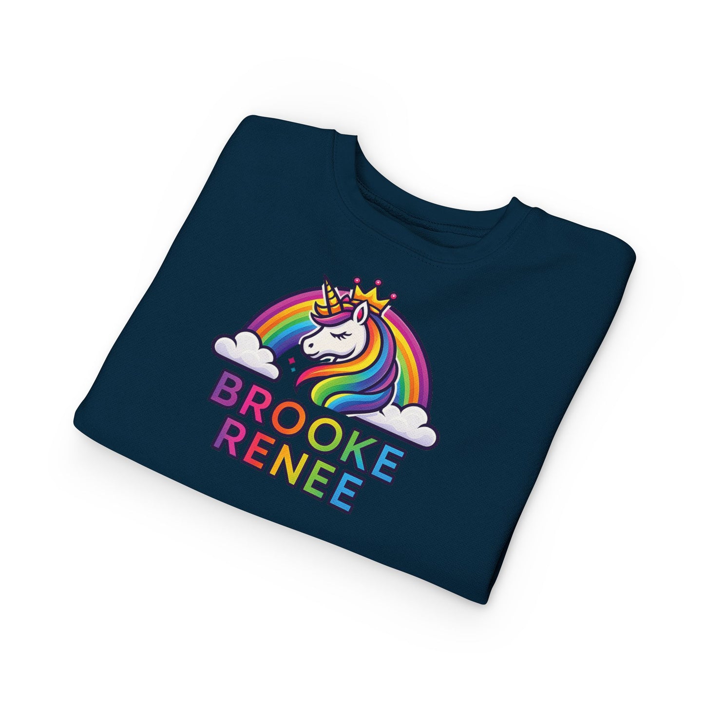 Rainbow Unicorn Name Toddler Sweatshirt | Personalized Kids Crewneck