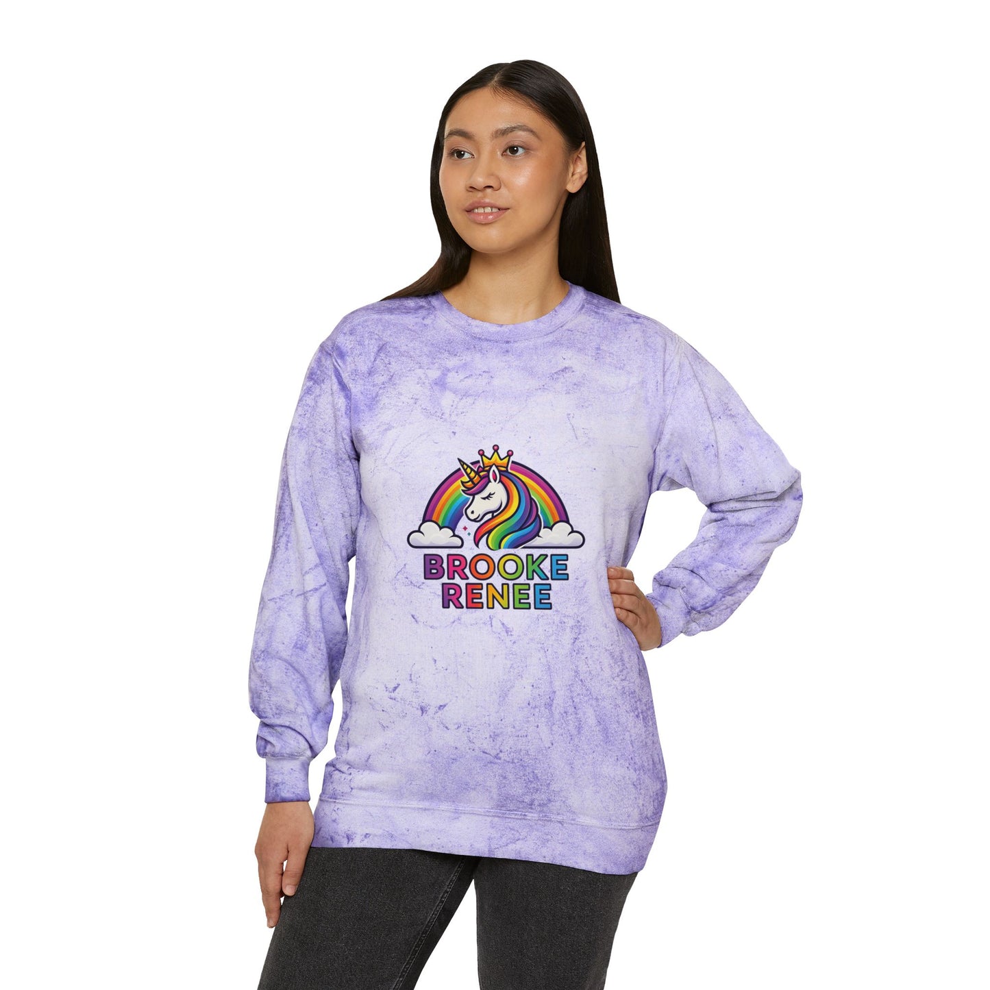 Unicorn Rainbow Name Crewneck Sweatshirt | Personalized Brooke Renee Design