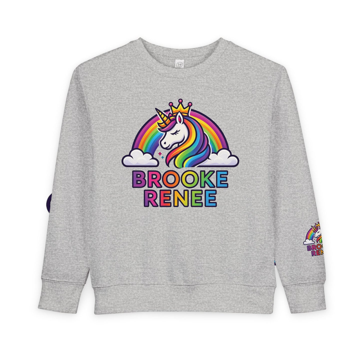 Rainbow Unicorn Name Toddler Sweatshirt | Personalized Kids Crewneck