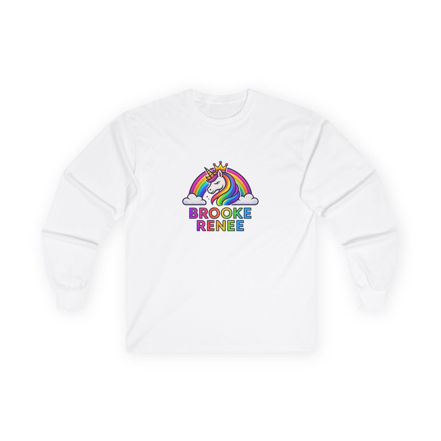 Rainbow Unicorn with Crown long sleeve tee | Personalized Name Design