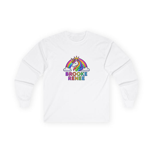 Rainbow Unicorn with Crown long sleeve tee | Personalized Name Design